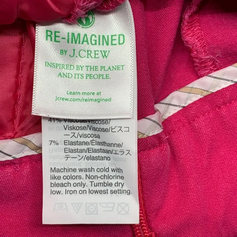 J. Crew Remi Women's Fushia Bi-Stretch Cotton Ankle Crop Pant Back Seam Size 6‎